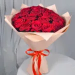 25 красных роз 40 см с упаковкой