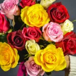15 разноцветных роз 40 см Кения