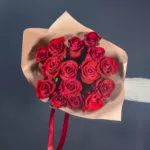25 красных роз 40 см с упаковкой